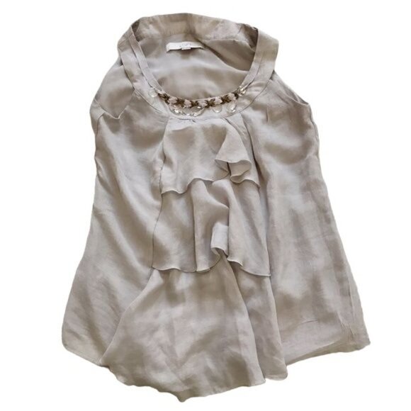 Loft taupe blouse w/ stones, Size XXSP - Picture 4 of 8